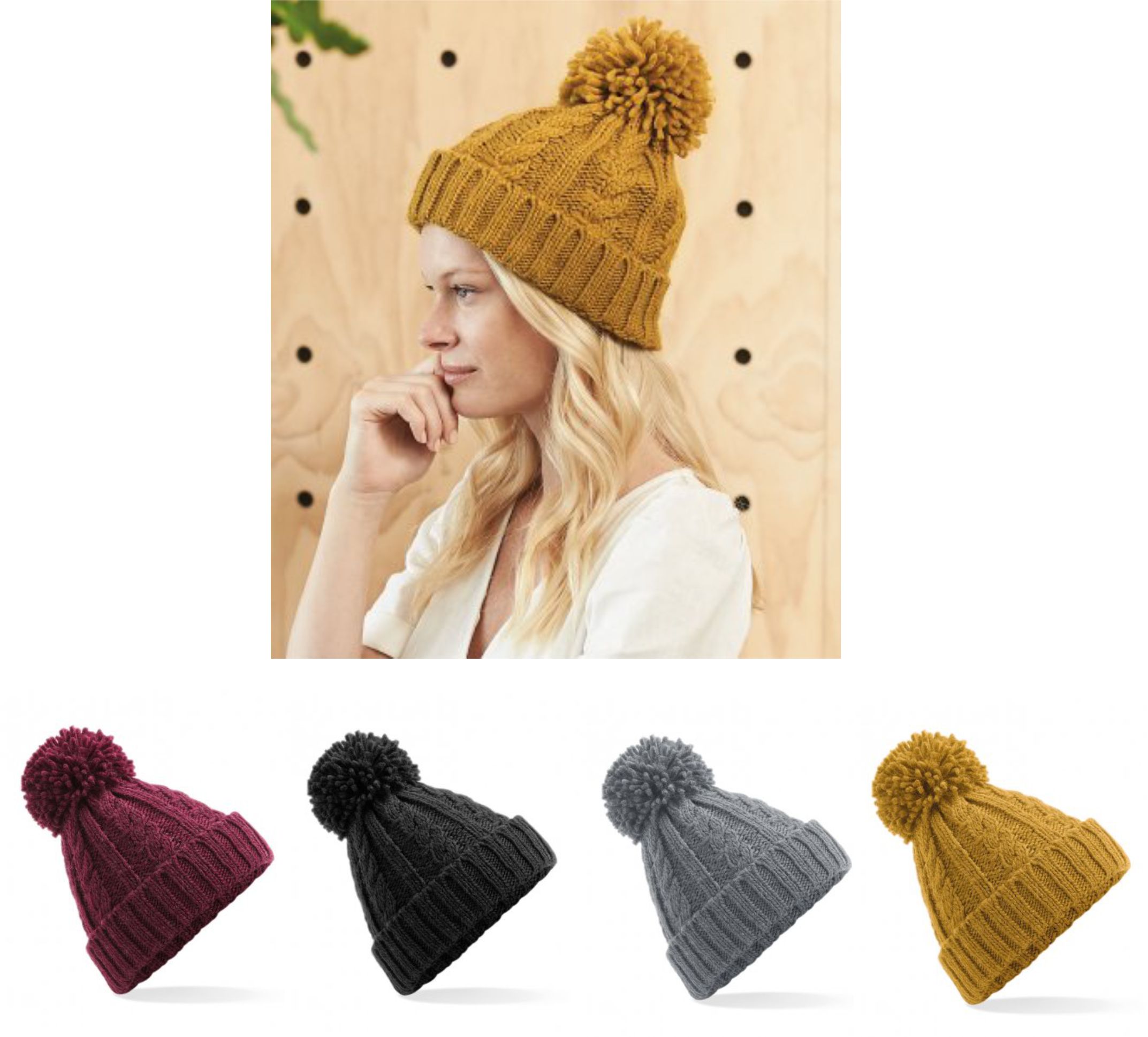 Beechfield BB480 Cable Knit Melange Beanie - Click Image to Close